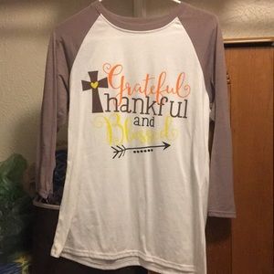Cute fall thanksgiving blessed 3/4 tee